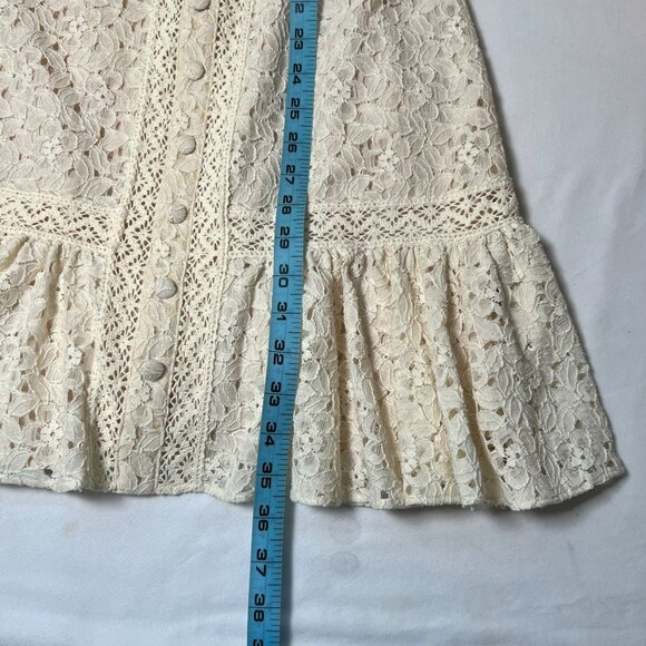 Veronica Beard Hilda Lace Mini Dress Ivory Long Sleeve Boho Cottagecore 2 - Picture 10 of 16